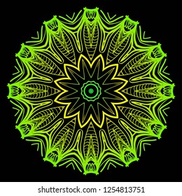 Indian floral mandala pattern.Vector Henna tattoo style. Can be used for textile, greeting card, coloring book, phone case print