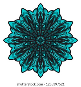 Indian floral mandala pattern.Vector Henna tattoo style. Can be used for textile, greeting card, coloring book, phone case print