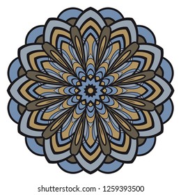 Indian floral mandala pattern.Vector Henna tattoo style. Can be used for textile, greeting card, coloring book, phone case print
