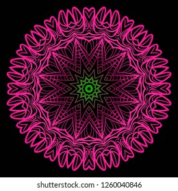 Indian floral mandala pattern.Vector Henna tattoo style. Can be used for textile, greeting card, coloring book, phone case print