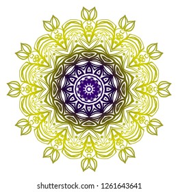 Indian floral mandala pattern.Vector Henna tattoo style. Can be used for textile, greeting card, coloring book, phone case print