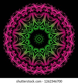 Indian floral mandala pattern.Vector Henna tattoo style. Can be used for textile, greeting card, coloring book, phone case print