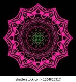 Indian floral mandala pattern.Vector Henna tattoo style. Can be used for textile, greeting card, coloring book, phone case print