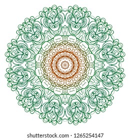 Indian floral mandala pattern.Vector Henna tattoo style. Can be used for textile, greeting card, coloring book, phone case print