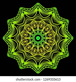 Indian floral mandala pattern.Vector Henna tattoo style. Can be used for textile, greeting card, coloring book, phone case print