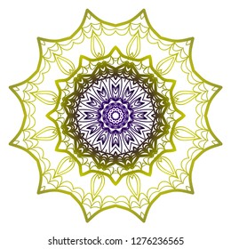 Indian floral mandala pattern.Vector Henna tattoo style. Can be used for textile, greeting card, coloring book, phone case print