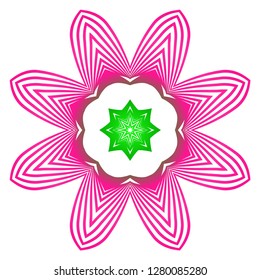 Indian Floral Mandala Pattern.Vector Henna Tattoo Style. Can Be Used For Textile, Greeting Card, Coloring Book, Phone Case Print. Gradient pink, green color.