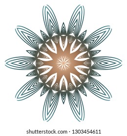 Indian Floral Mandala Pattern.Vector Henna Tattoo Style. Can Be Used For Textile, Greeting Card, Coloring Book, Phone Case Print. Beige pastel color.
