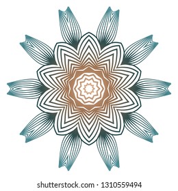Indian Floral Mandala Pattern.Vector Henna Tattoo Style. Can Be Used For Textile, Greeting Card, Coloring Book, Phone Case Print. Beige pastel color.