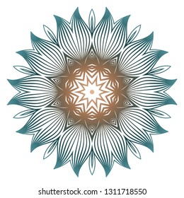 Indian Floral Mandala Pattern.Vector Henna Tattoo Style. Can Be Used For Textile, Greeting Card, Coloring Book, Phone Case Print. Beige pastel color.