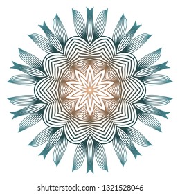 Indian Floral Mandala Pattern.Vector Henna Tattoo Style. Can Be Used For Textile, Greeting Card, Coloring Book, Phone Case Print. Beige pastel color.