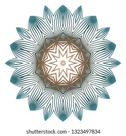 Indian Floral Mandala Pattern.Vector Henna Tattoo Style. Can Be Used For Textile, Greeting Card, Coloring Book, Phone Case Print. Beige pastel color.