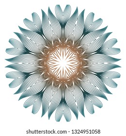 Indian Floral Mandala Pattern.Vector Henna Tattoo Style. Can Be Used For Textile, Greeting Card, Coloring Book, Phone Case Print. Beige pastel color.