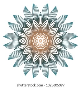 Indian Floral Mandala Pattern.Vector Henna Tattoo Style. Can Be Used For Textile, Greeting Card, Coloring Book, Phone Case Print. Beige pastel color.