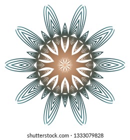 Indian Floral Mandala Pattern.Vector Henna Tattoo Style. Can Be Used For Textile, Greeting Card, Coloring Book, Phone Case Print. Beige pastel color.