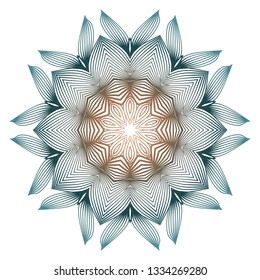 Indian Floral Mandala Pattern.Vector Henna Tattoo Style. Can Be Used For Textile, Greeting Card, Coloring Book, Phone Case Print. Beige pastel color.