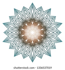 Indian Floral Mandala Pattern.Vector Henna Tattoo Style. Can Be Used For Textile, Greeting Card, Coloring Book, Phone Case Print. Beige pastel color.