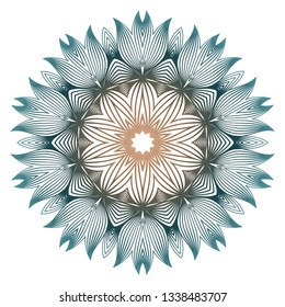 Indian Floral Mandala Pattern.Vector Henna Tattoo Style. Can Be Used For Textile, Greeting Card, Coloring Book, Phone Case Print. Beige pastel color.