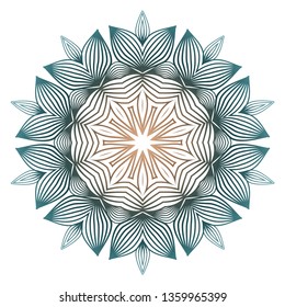 Indian Floral Mandala Pattern.Vector Henna Tattoo Style. Can Be Used For Textile, Greeting Card, Coloring Book, Phone Case Print. Beige pastel color.