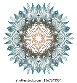 Indian Floral Mandala Pattern.Vector Henna Tattoo Style. Can Be Used For Textile, Greeting Card, Coloring Book, Phone Case Print. Beige pastel color.