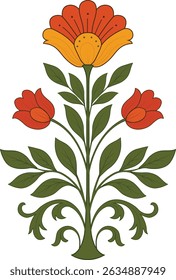 Indian Floral Motif Design. Traditional Eastern flower motif.