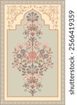 Indian floral ornament Background Design. Mughal floral traditional ornament with arch and motif borders. Floral Wall Art Wall Frame illustrations.