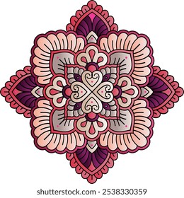 Indian Floral ornamental pattern Black And White and color design is used for invitations, textiles, wrapping paper, gift items