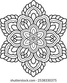 Indian Floral ornamental pattern Black And White and color design is used for invitations, textiles, wrapping paper, gift items
