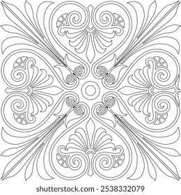 Indian Floral ornamental pattern Black And White and color design is used for invitations, textiles, wrapping paper, gift items
