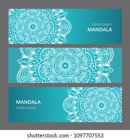 Indian floral paisley medallion banners. Ethnic Mandala ornament. Can be used for textile, greeting card, coloring book, phone case print.