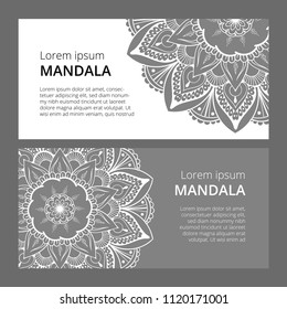 Indian floral paisley medallion banners. Ethnic Mandala ornament. Can be used for textile, greeting card, coloring book, phone case print.
