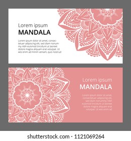 Indian floral paisley medallion banners. Ethnic Mandala ornament. Can be used for textile, greeting card, coloring book, phone case print.