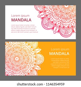 Indian floral paisley medallion banners. Ethnic Mandala ornament. Can be used for textile, greeting card, coloring book, phone case print.