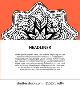 Indian floral paisley medallion banners. Ethnic Mandala ornament. Can be used for textile, greeting card, coloring book, phone case print.