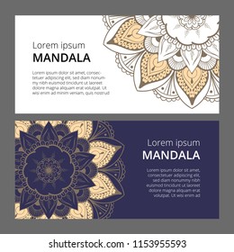 Indian floral paisley medallion banners. Ethnic Mandala ornament. Can be used for textile, greeting card, coloring book, phone case print.