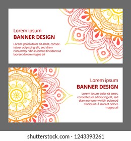 Indian floral paisley medallion banners. Ethnic Mandala ornament. Can be used for textile, greeting card, coloring book, phone case print.