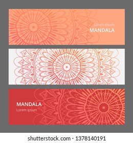 Indian floral paisley medallion banners. Ethnic Mandala ornament. Can be used for textile, greeting card, coloring book, phone case print.