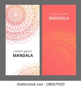 Indian floral paisley medallion banners. Ethnic Mandala ornament. Can be used for textile, greeting card, coloring book, phone case print.