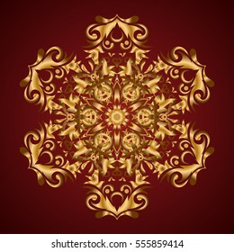 Indian floral paisley medallion banners. Can be used for textile, greeting card, coloring book, phone case print. Vector ethnic Mandala ornament. Henna tattoo style on a red background.