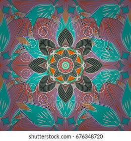 Indian floral paisley medallion banners. Can be used for textile, greeting card, coloring book, phone case print. Vector ethnic Mandala ornament. Henna tattoo style on a colorful background.