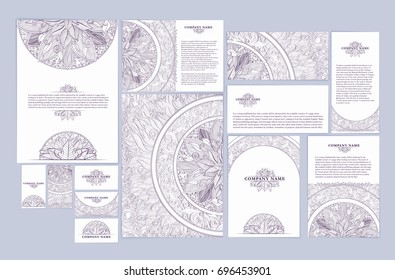 Indian floral paisley medallion banners. Ethnic Mandala ornament. Vector Henna tattoo style. Can be used for textile, greeting card, coloring book, phone case print.