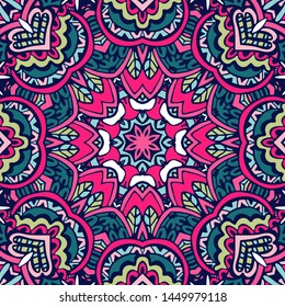 Indian floral paisley medallion pattern. Ethnic Mandala ornament. Henna tattoo style. Can be used for textile, greeting card, coloring book, phone case print