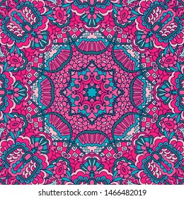 Indian floral paisley medallion pattern. Ethnic Mandala ornament. Can be used for textile, greeting card, coloring book, phone case print.