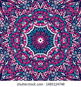 Indian floral paisley medallion pattern. Ethnic Mandala ornament. Henna tattoo style. Can be used for textile, greeting card, coloring book, phone case print.
