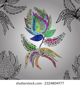 Indian floral paisley medallion pattern. Ethnic Mandala ornament. Vector Henna tattoo style. Can be used for textile, greeting card, coloring book, phone case print.