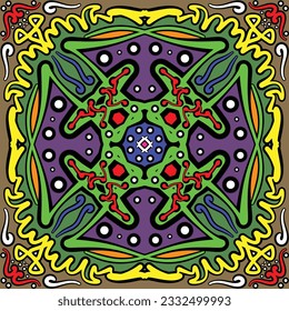 Indian floral paisley medallion pattern. Ethnic Mandala ornament. Henna tattoo style. Can be used for textile, greeting card, coloring book, phone case print.