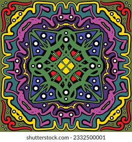 Indian floral paisley medallion pattern. Ethnic Mandala ornament. Henna tattoo style. Can be used for textile, greeting card, coloring book, phone case print.