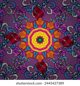 Indian floral paisley medallion pattern. Ethnic Mandala ornament. vector Henna tattoo style. Can be used for textile, greeting card, coloring book, phone case print.