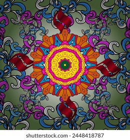 Patrón de medallón de paisley floral indio. Ornamento étnico de Mandala. Vector Henna estilo tatuaje. Se puede utilizar para el textil, tarjeta de felicitación, libro de colorear, impresión de la caja del teléfono. Mandala.