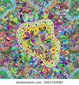 Indian floral paisley medallion pattern. Vector Henna tattoo style. Can be used for textile, greeting card, coloring book, phone case print. Ethnic Mandala ornament.